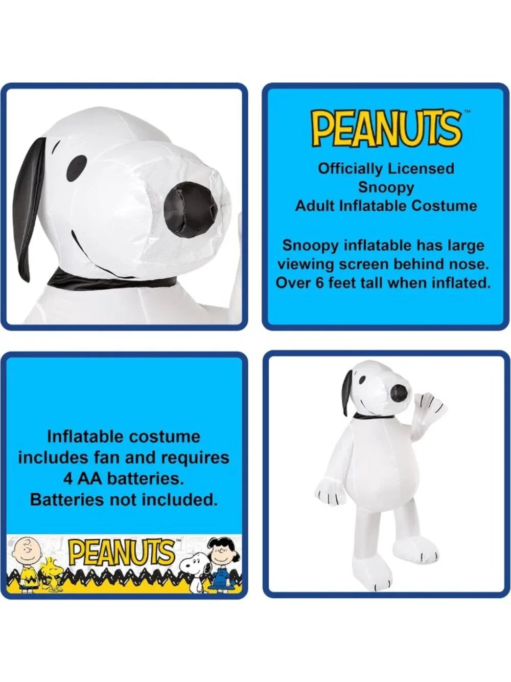 Snoopy Inflatable Costume for Adults, Unisex One Size, Fun Party Outfit